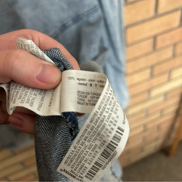 Zara Long Sleeve Washed Denim Mini Dress Women’s Size Small - Picture 3 of 6